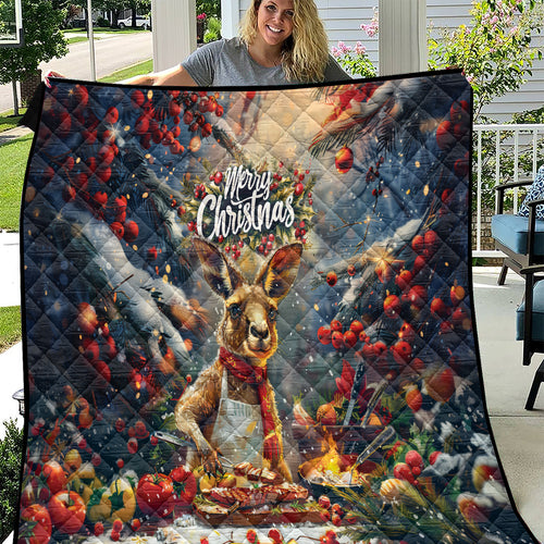 Kangaroo Chef Christmas in July Quilt