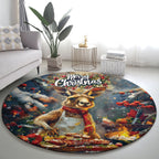 Kangaroo Chef Christmas in July Round Carpet