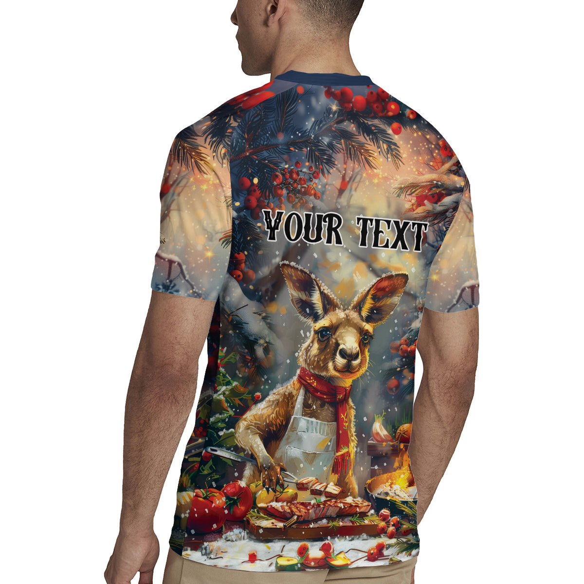 Personalised Kangaroo Chef Christmas in July Rugby Jersey