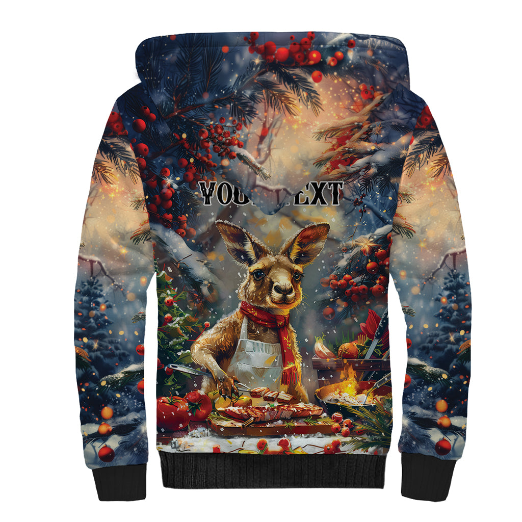 Personalised Kangaroo Chef Christmas in July Sherpa Hoodie