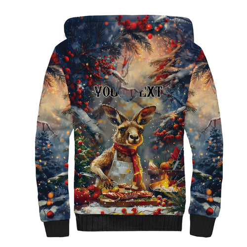 Personalised Kangaroo Chef Christmas in July Sherpa Hoodie