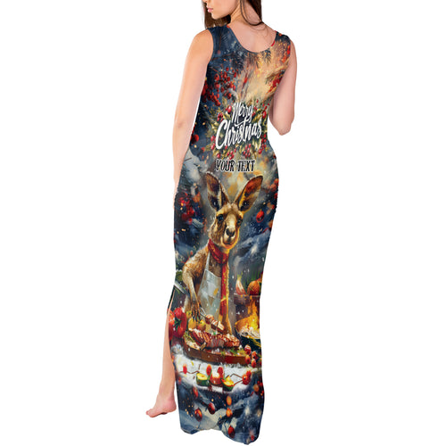 Personalised Kangaroo Chef Christmas in July Tank Maxi Dress