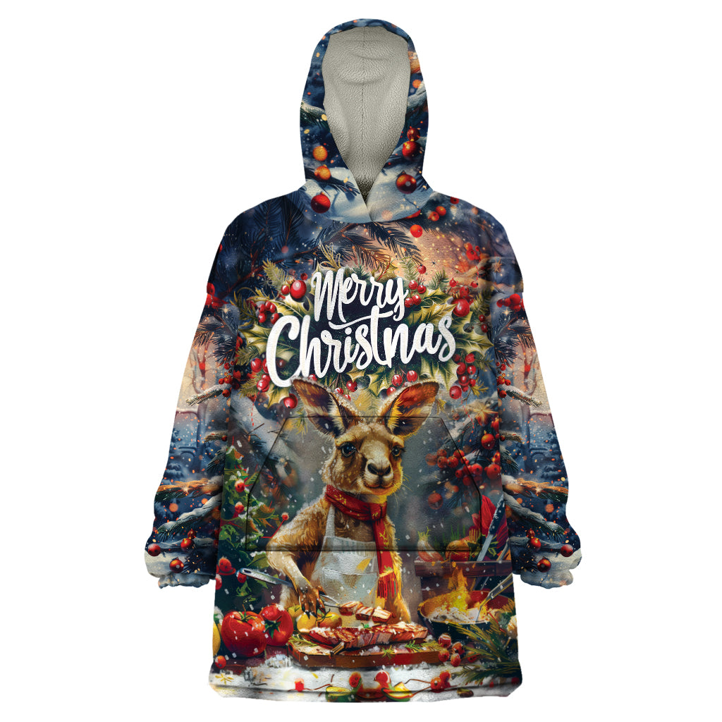 Personalised Kangaroo Chef Christmas in July Wearable Blanket Hoodie
