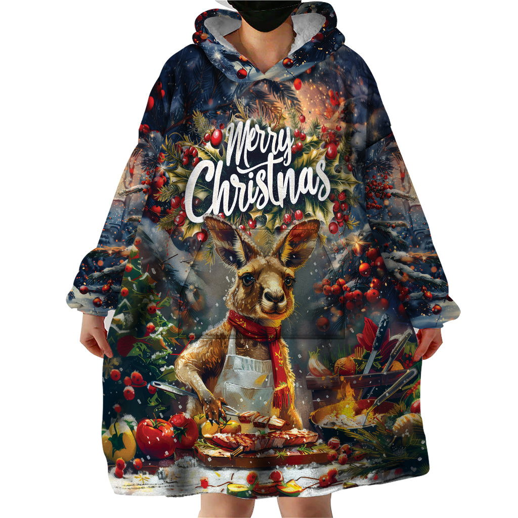 Personalised Kangaroo Chef Christmas in July Wearable Blanket Hoodie