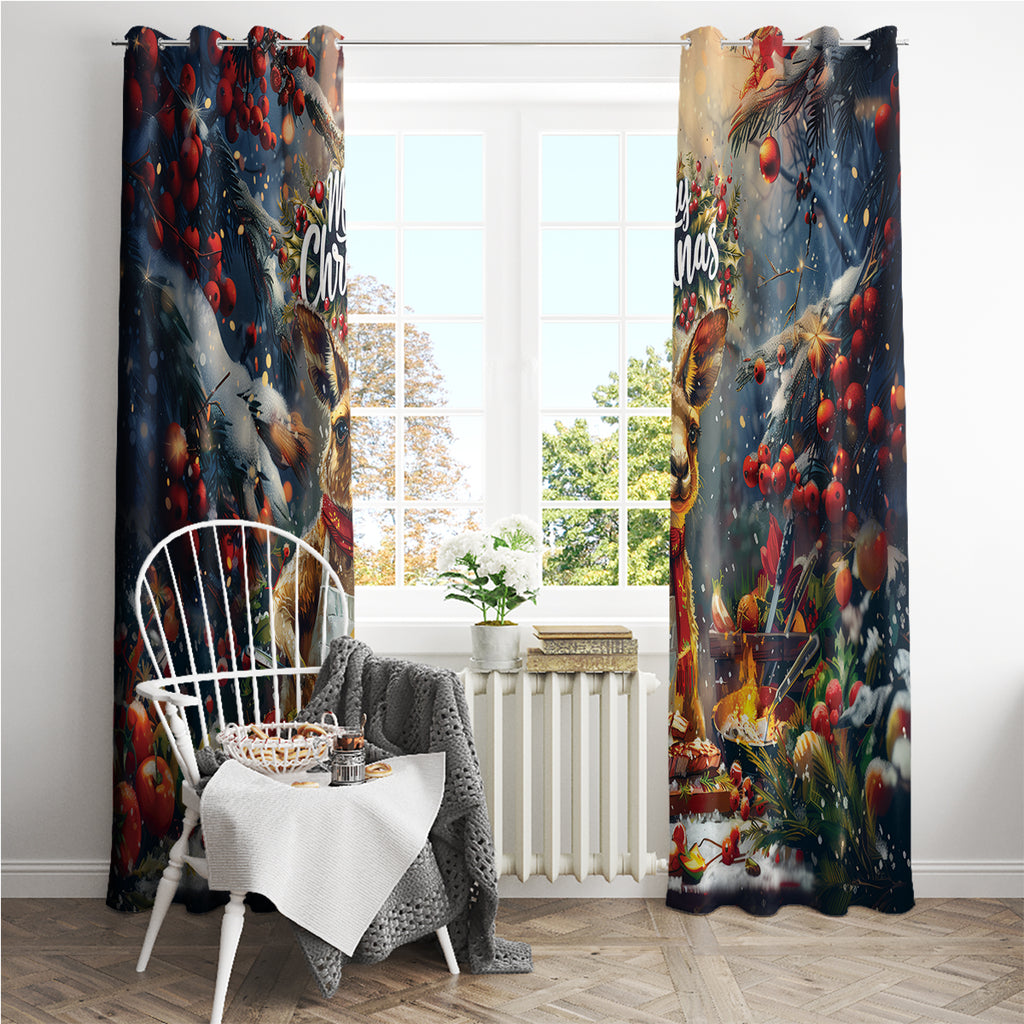 Kangaroo Chef Christmas in July Window Curtain