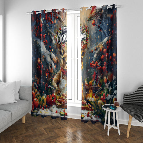 Kangaroo Chef Christmas in July Window Curtain