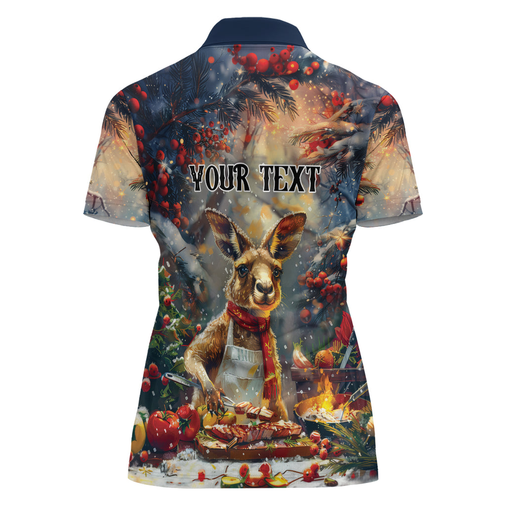 Personalised Kangaroo Chef Christmas in July Women Polo Shirt
