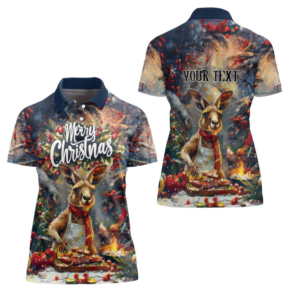 Personalised Kangaroo Chef Christmas in July Women Polo Shirt