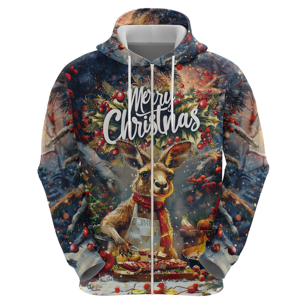 Personalised Kangaroo Chef Christmas in July Zip Hoodie