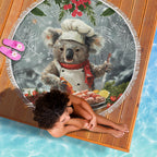 Koala Chef Christmas in July Beach Blanket