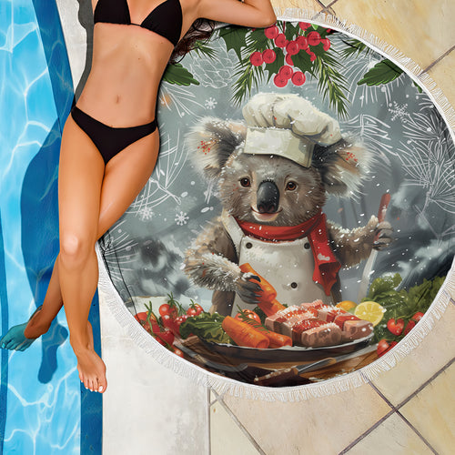 Koala Chef Christmas in July Beach Blanket