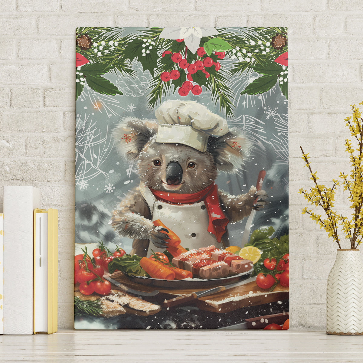 Koala Chef Christmas in July Canvas Wall Art