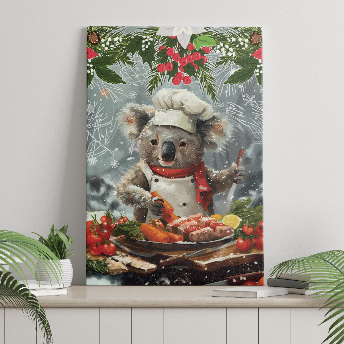 Koala Chef Christmas in July Canvas Wall Art