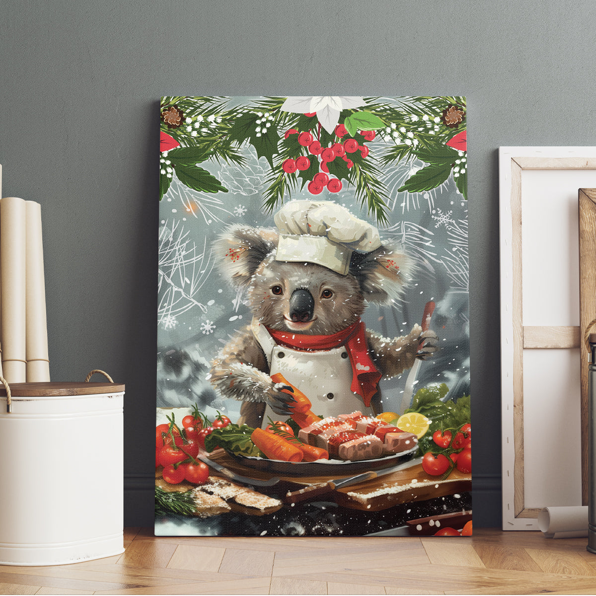 Koala Chef Christmas in July Canvas Wall Art