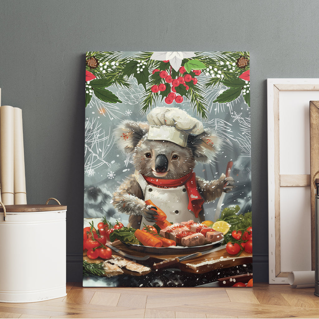 Koala Chef Christmas in July Canvas Wall Art