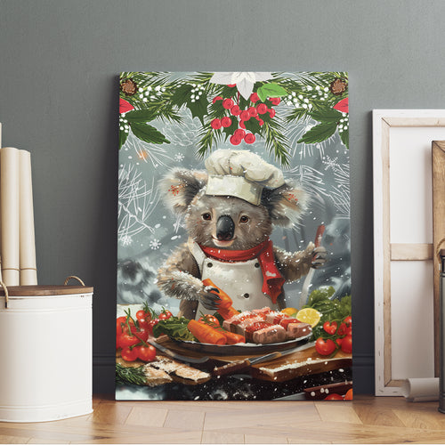 Koala Chef Christmas in July Canvas Wall Art