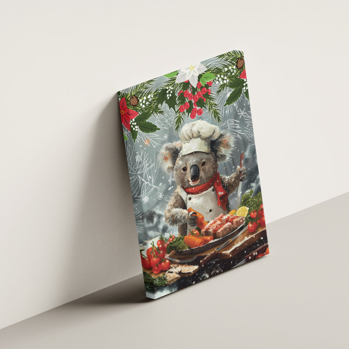 Koala Chef Christmas in July Canvas Wall Art