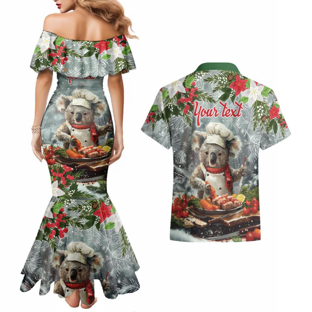 Personalised Koala Chef Christmas in July Couples Matching Mermaid Dress and Hawaiian Shirt