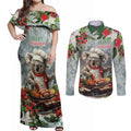 Personalised Koala Chef Christmas in July Couples Matching Off Shoulder Maxi Dress and Long Sleeve Button Shirt