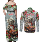 Personalised Koala Chef Christmas in July Couples Matching Off Shoulder Maxi Dress and Long Sleeve Button Shirt