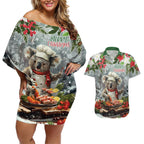 Personalised Koala Chef Christmas in July Couples Matching Off Shoulder Short Dress and Hawaiian Shirt