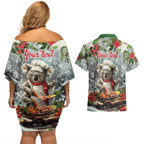 Personalised Koala Chef Christmas in July Couples Matching Off Shoulder Short Dress and Hawaiian Shirt