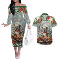 Personalised Koala Chef Christmas in July Couples Matching Off The Shoulder Long Sleeve Dress and Hawaiian Shirt