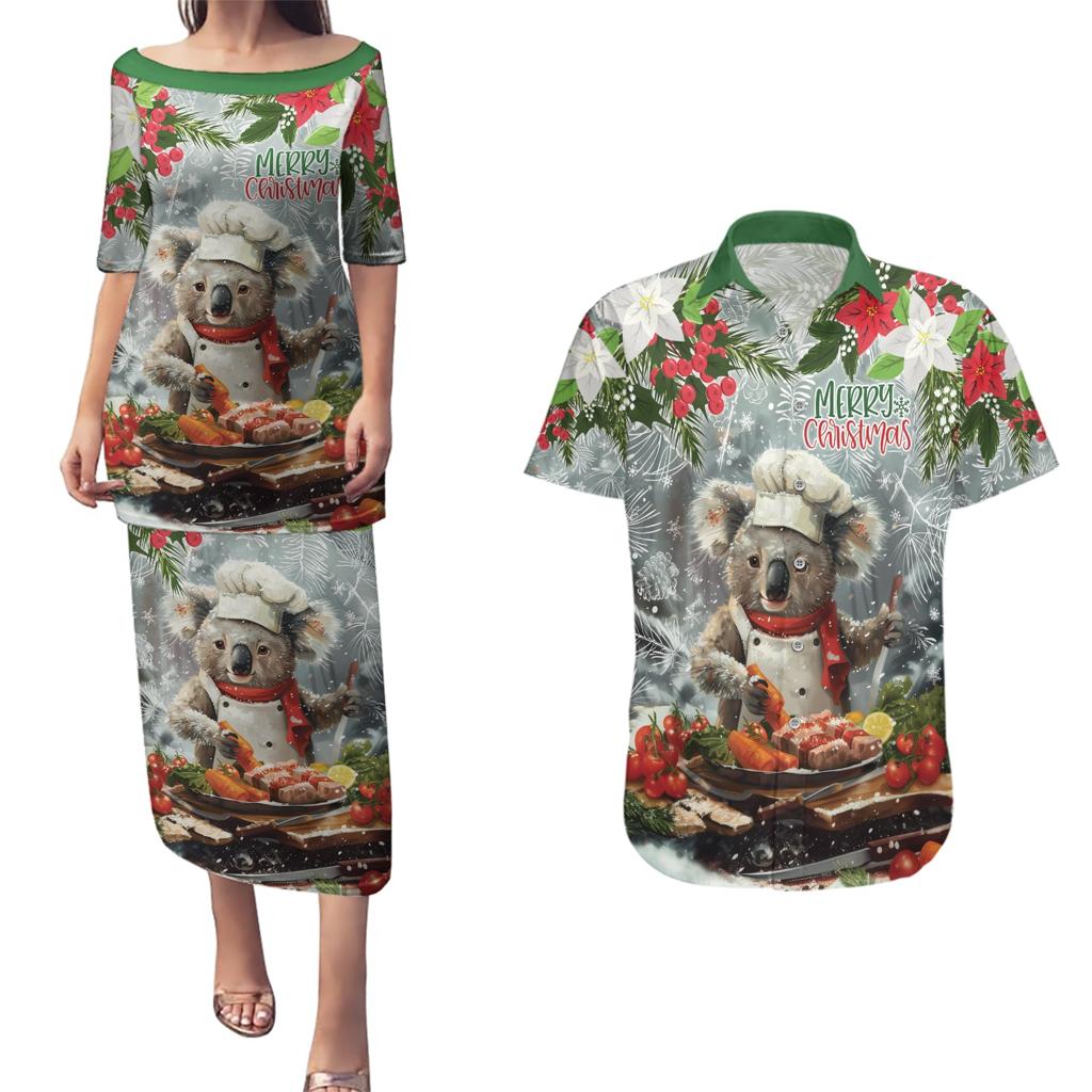 Personalised Koala Chef Christmas in July Couples Matching Puletasi and Hawaiian Shirt