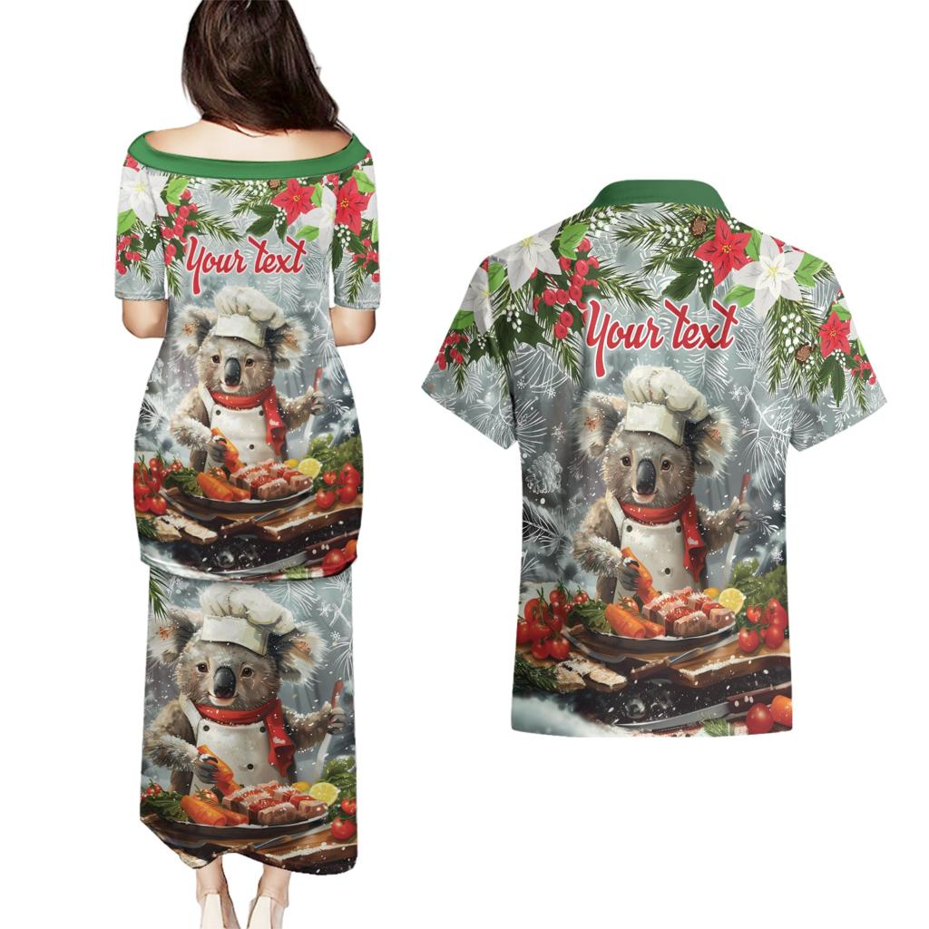 Personalised Koala Chef Christmas in July Couples Matching Puletasi and Hawaiian Shirt