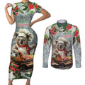 Personalised Koala Chef Christmas in July Couples Matching Short Sleeve Bodycon Dress and Long Sleeve Button Shirt