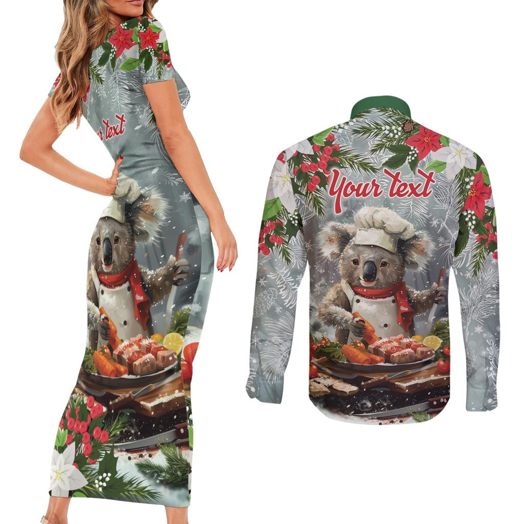 Personalised Koala Chef Christmas in July Couples Matching Short Sleeve Bodycon Dress and Long Sleeve Button Shirt