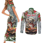 Personalised Koala Chef Christmas in July Couples Matching Short Sleeve Bodycon Dress and Long Sleeve Button Shirt