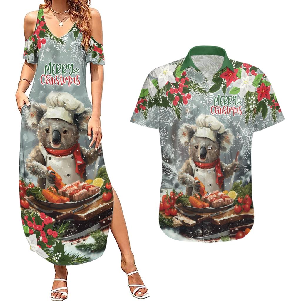 Personalised Koala Chef Christmas in July Couples Matching Summer Maxi Dress and Hawaiian Shirt