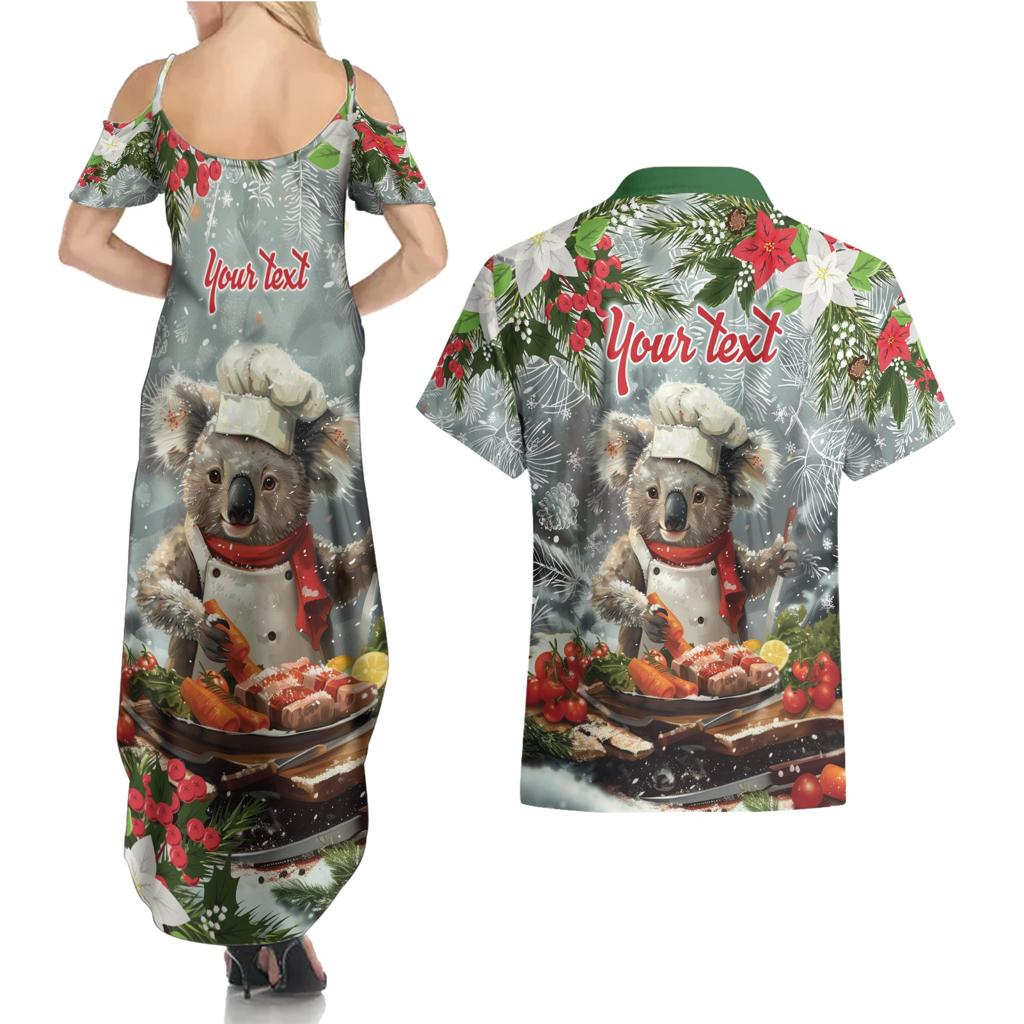 Personalised Koala Chef Christmas in July Couples Matching Summer Maxi Dress and Hawaiian Shirt