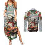 Personalised Koala Chef Christmas in July Couples Matching Summer Maxi Dress and Long Sleeve Button Shirt