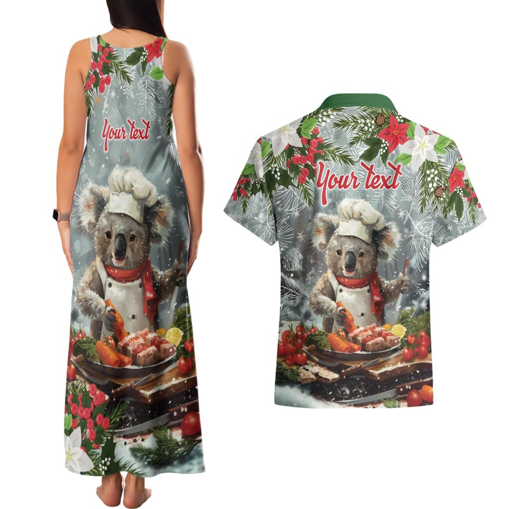 Personalised Koala Chef Christmas in July Couples Matching Tank Maxi Dress and Hawaiian Shirt