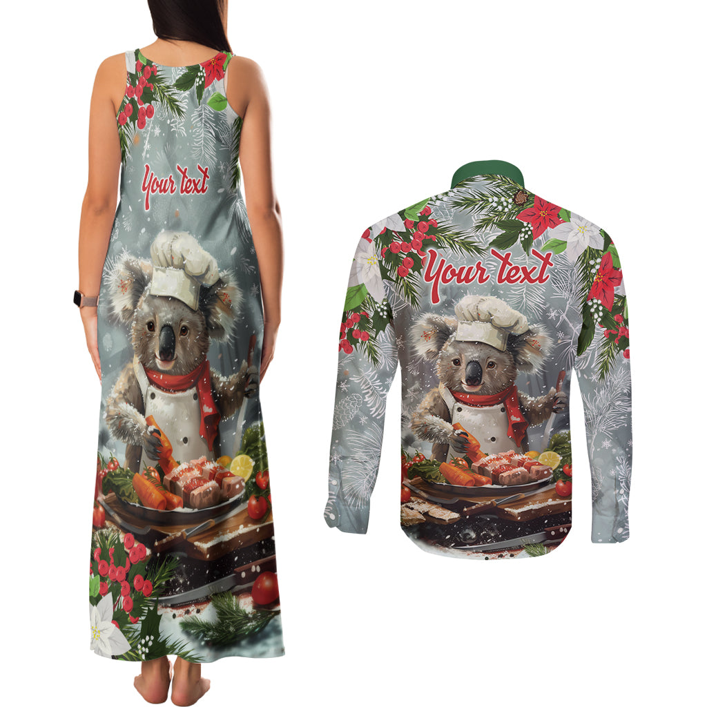 Personalised Koala Chef Christmas in July Couples Matching Tank Maxi Dress and Long Sleeve Button Shirt