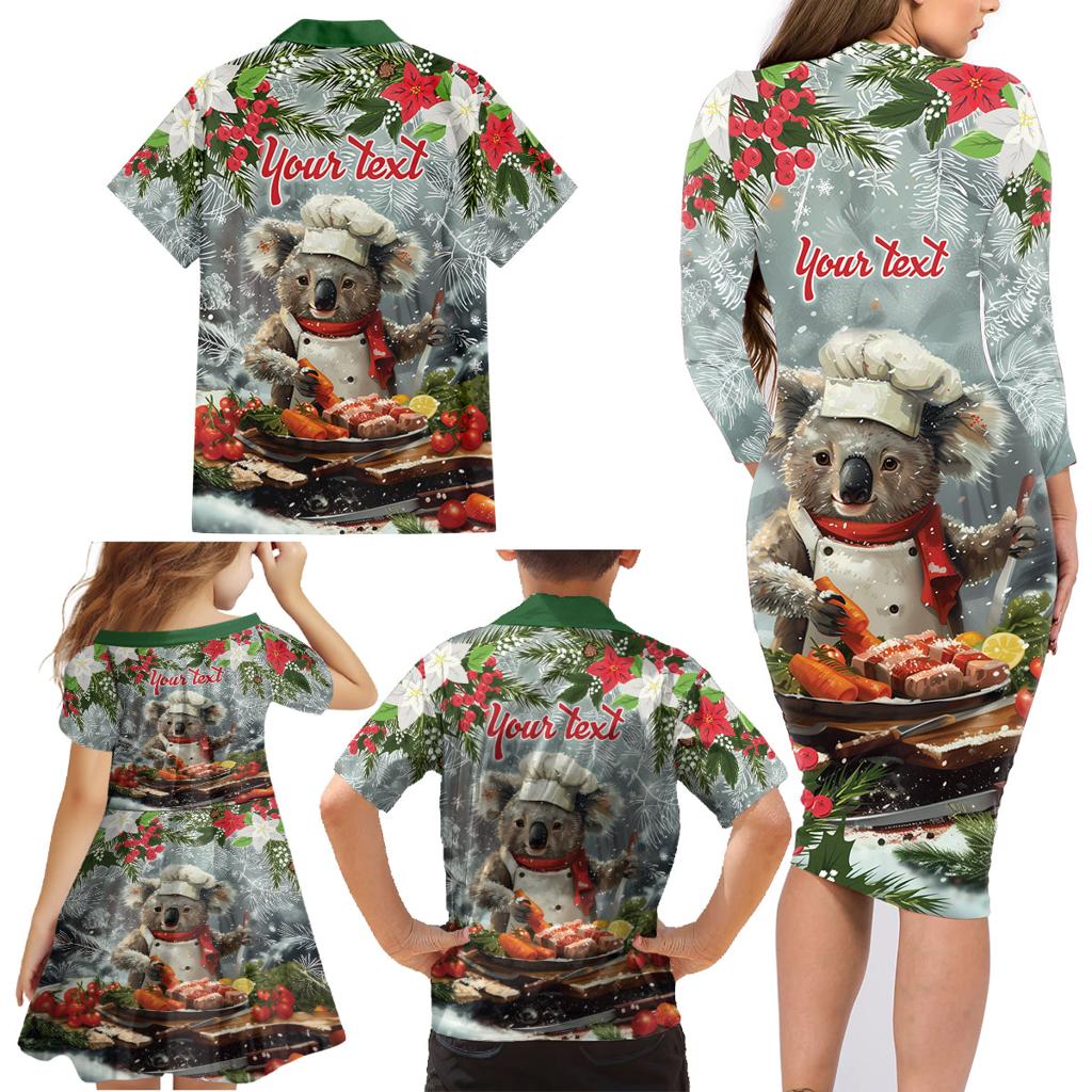 Personalised Koala Chef Christmas in July Family Matching Long Sleeve Bodycon Dress and Hawaiian Shirt