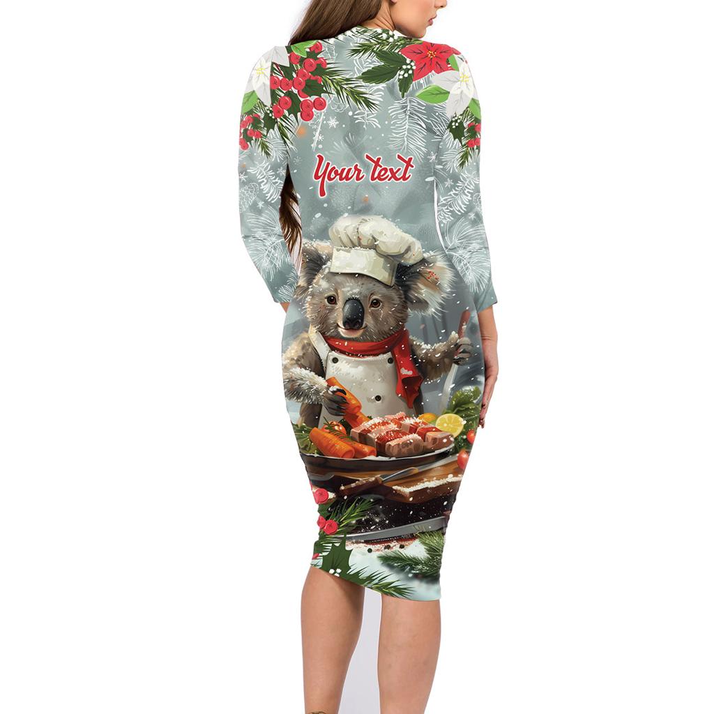 Personalised Koala Chef Christmas in July Family Matching Long Sleeve Bodycon Dress and Hawaiian Shirt