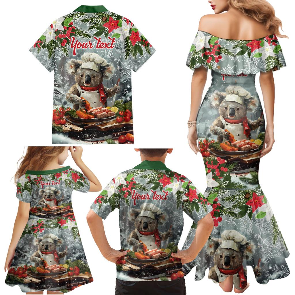 Personalised Koala Chef Christmas in July Family Matching Mermaid Dress and Hawaiian Shirt