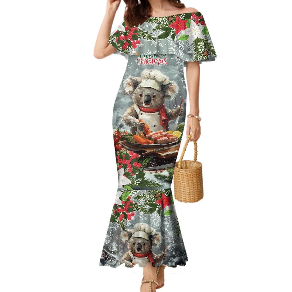 Personalised Koala Chef Christmas in July Family Matching Mermaid Dress and Hawaiian Shirt