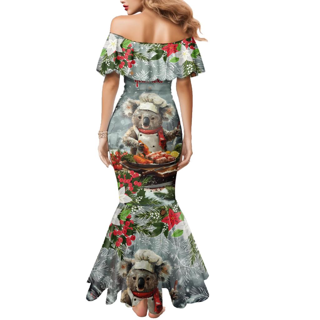 Personalised Koala Chef Christmas in July Family Matching Mermaid Dress and Hawaiian Shirt