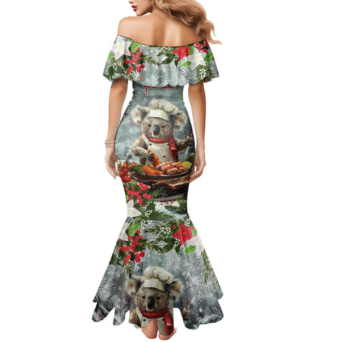 Personalised Koala Chef Christmas in July Family Matching Mermaid Dress and Hawaiian Shirt