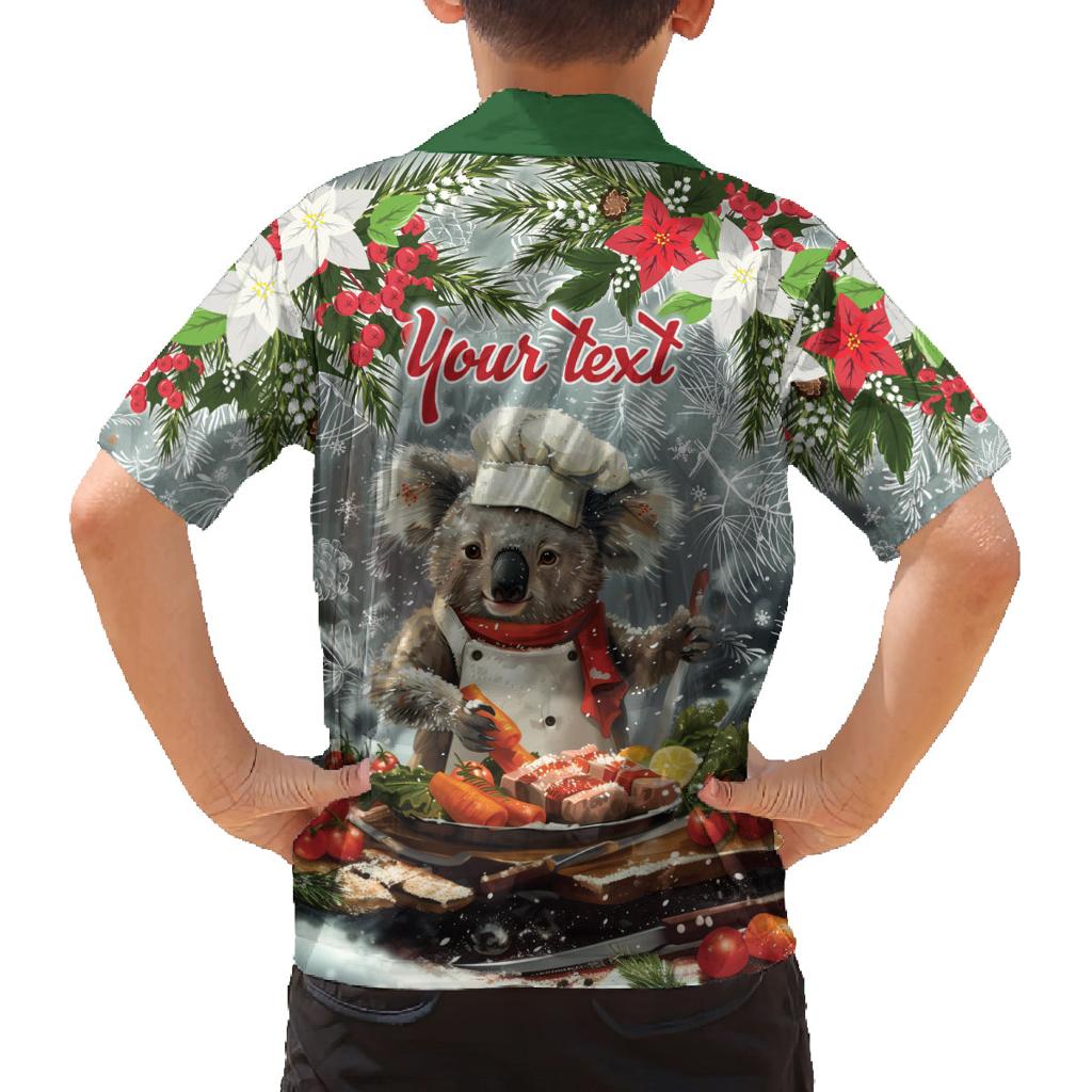 Personalised Koala Chef Christmas in July Family Matching Off The Shoulder Long Sleeve Dress and Hawaiian Shirt