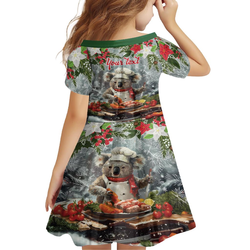Personalised Koala Chef Christmas in July Family Matching Off The Shoulder Long Sleeve Dress and Hawaiian Shirt