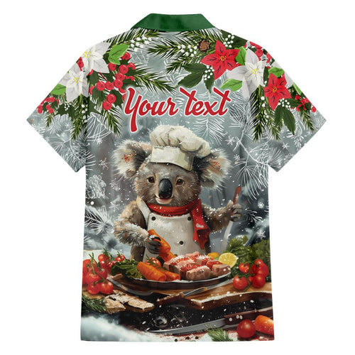 Personalised Koala Chef Christmas in July Family Matching Off The Shoulder Long Sleeve Dress and Hawaiian Shirt