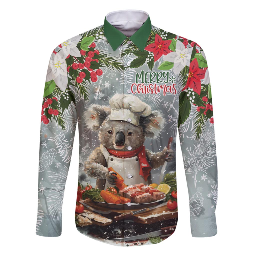 Personalised Koala Chef Christmas in July Family Matching Off The Shoulder Long Sleeve Dress and Hawaiian Shirt