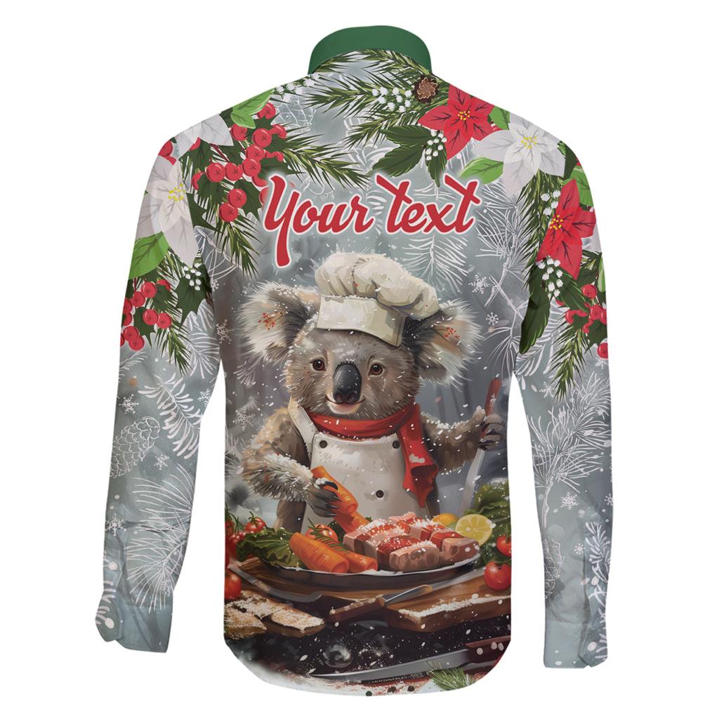 Personalised Koala Chef Christmas in July Family Matching Off The Shoulder Long Sleeve Dress and Hawaiian Shirt