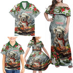 Personalised Koala Chef Christmas in July Family Matching Off Shoulder Maxi Dress and Hawaiian Shirt