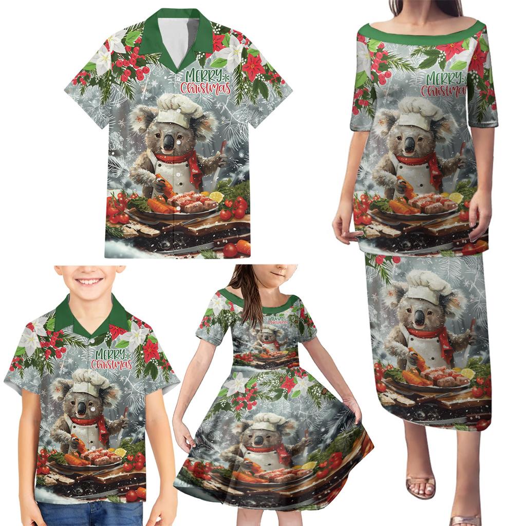 Personalised Koala Chef Christmas in July Family Matching Puletasi and Hawaiian Shirt